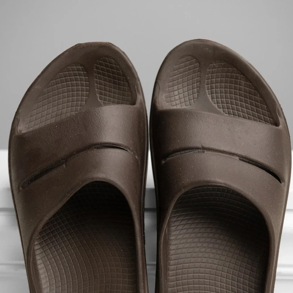 Oofos OOahh Slide Recovery Sandals Mocha Brown Mens 12 Orthopedic Athleisure